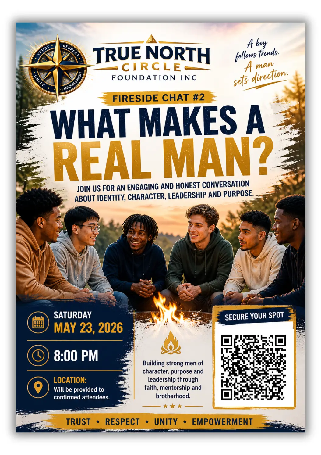 Fireside Chat #2: What Makes a Real Man? original event flyer