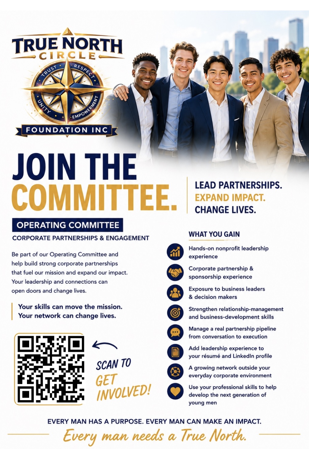 Join The Committee — True North Circle Foundation Operating Committee flyer for corporate partnerships and engagement